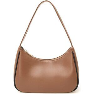 Women Coffee&Black Imported Polyester Leather Zipper Closure Mini Tote Handbag